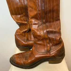 GOLDEN GOOSE Deluxe Iconic Golden Zip Cowboy Boots - Brown w gold tone zip - 38